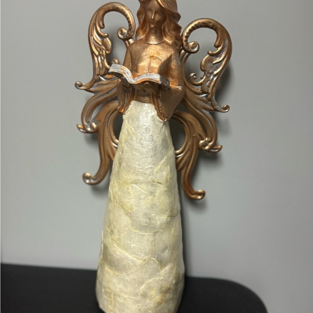 Elegant Bronze and Cream Angel Sculpture